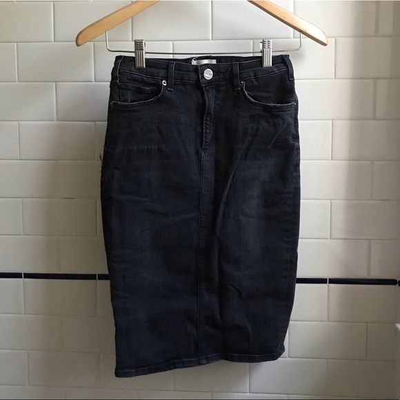 Anthropologie Dresses & Skirts - Knee length black denim stretch pencil skirt